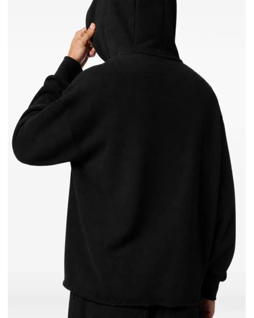 Philipp Plein Black Raw-Edge Jersey Hoodie for men