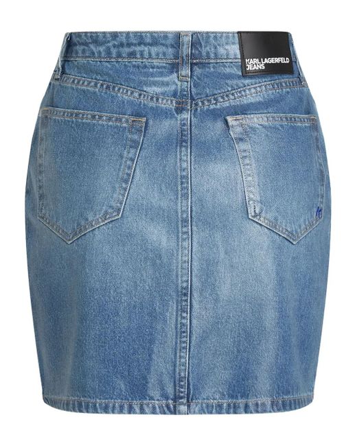 Karl Lagerfeld Blue Coated Denim Miniskirt