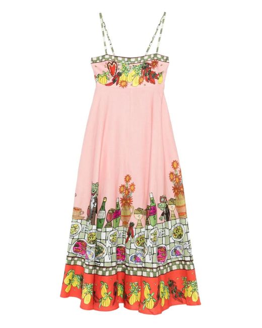 ALÉMAIS White Floral-Print A-Line Dress