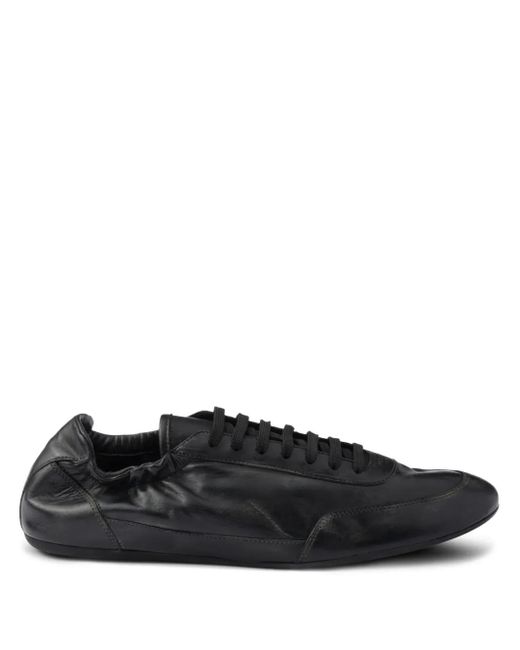 Prada Black Leather Collapse Sneakers for men