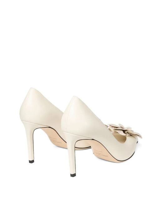 Jimmy Choo Natural Bomba Mimi 85Mm Flower-Appliqué Pumps