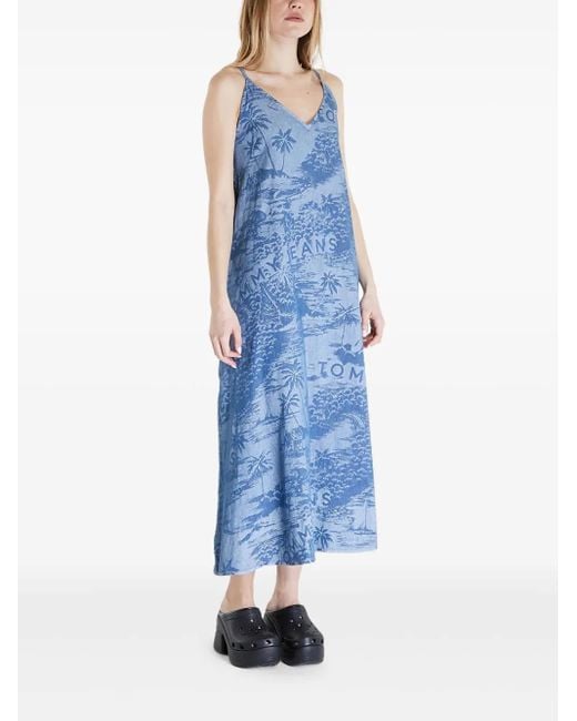Robe Longue À Design Sans Manches Tommy Hilfiger en coloris Blue