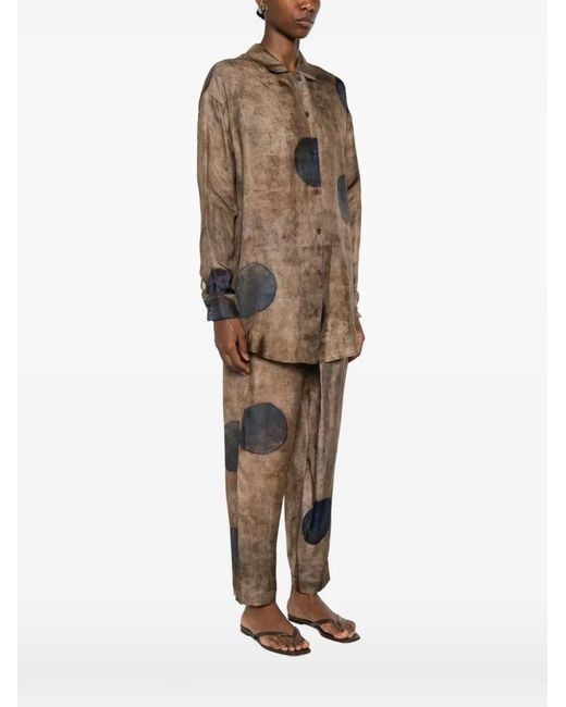 Uma Wang Brown Teays Print Shirt