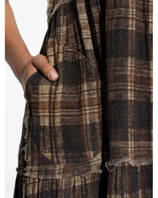 R13 チェック ティアードドレス Brown