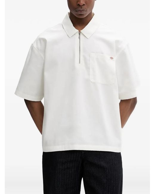 Dickies White Cadiz Quarter-Zip Polo Shirt for men