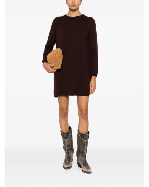 Ba&sh Brown Atess Round-Neck Mini Dress