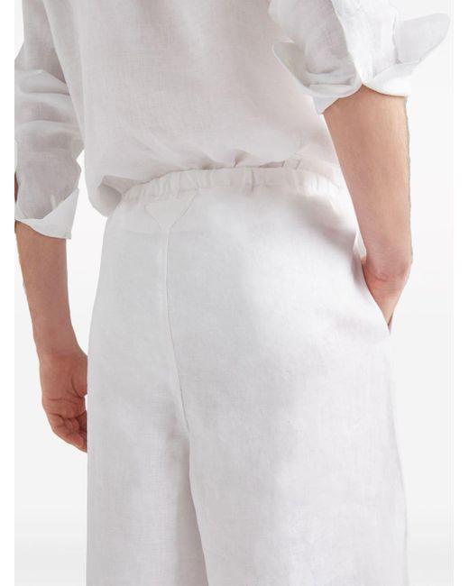 Prada White Linen Wide-leg Trousers for men