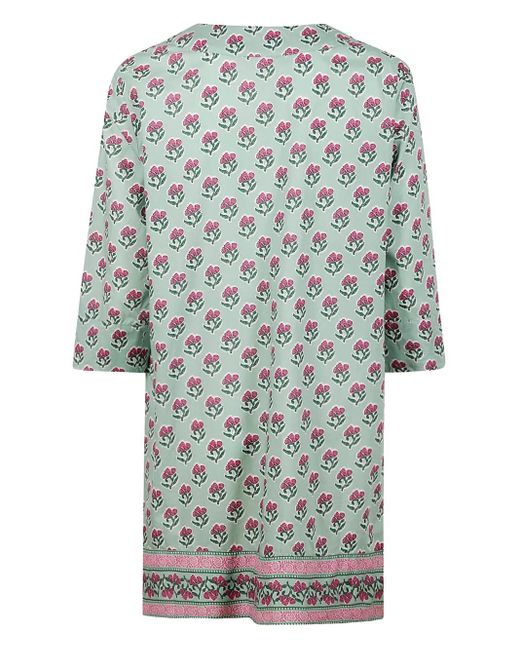 Mc2 Saint Barth Gray Floral-Print Cotton Dress