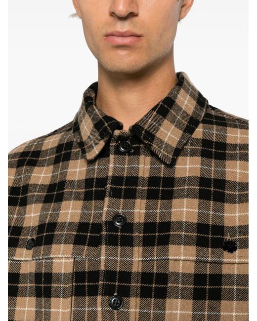 KENZO Brown Checked Button-Up Shirt for men