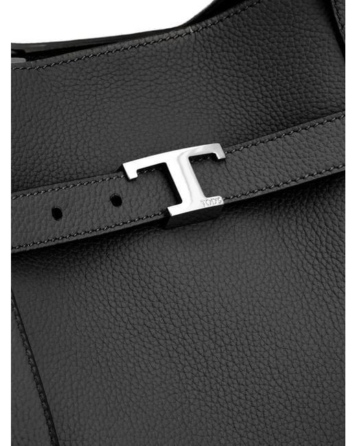 Tod's Black Tim Pebbled Leather Shoulder Bag for men