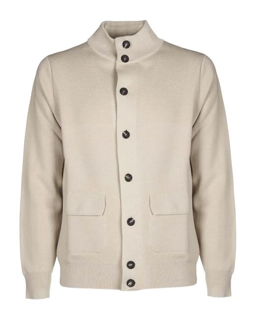 FILIPPO DE LAURENTIIS Natural Buttoned Pocketed Cardigan for men