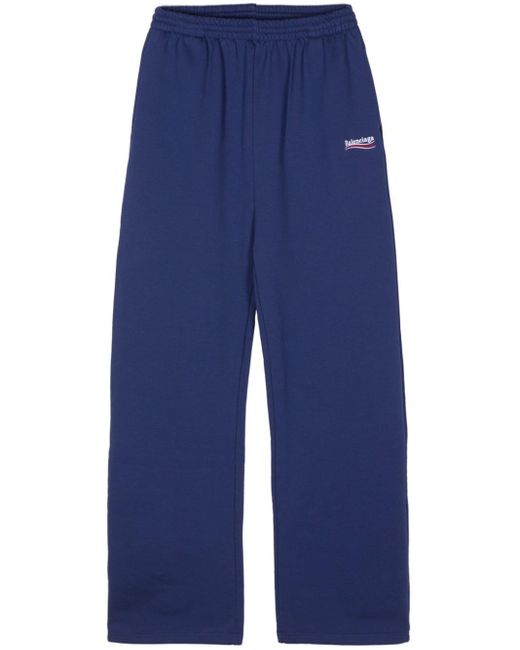 Pantalon droit à logo brodé Balenciaga en coloris Blue