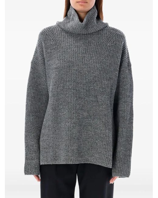 Pull Nervuré À Col Roulé Rhea en coloris Gray