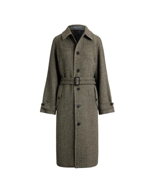 Polo Ralph Lauren Black Herringbone Belted Coat