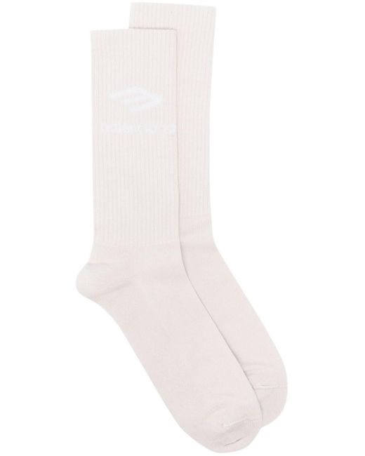 Balenciaga White Intarsia-knit Logo Socks for men