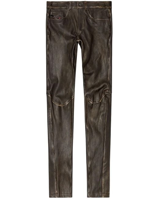 DIESEL Gray P-Nash-Leat Leather Pants for men