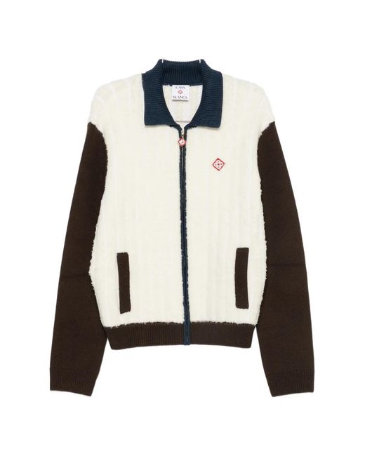 Casablanca White Logo-Patch Zip-Up Jacket for men