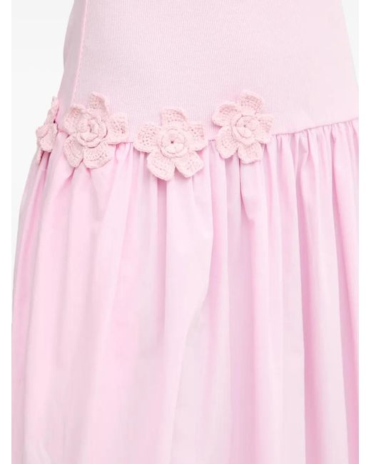 Stine Goya Pink Floral-Appliqué Midi Dress
