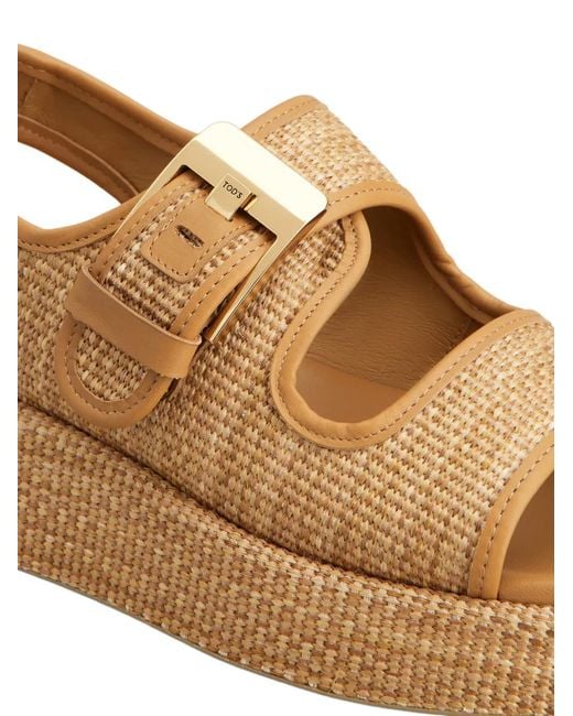 Tod's Natural Raffia Platform Sandals