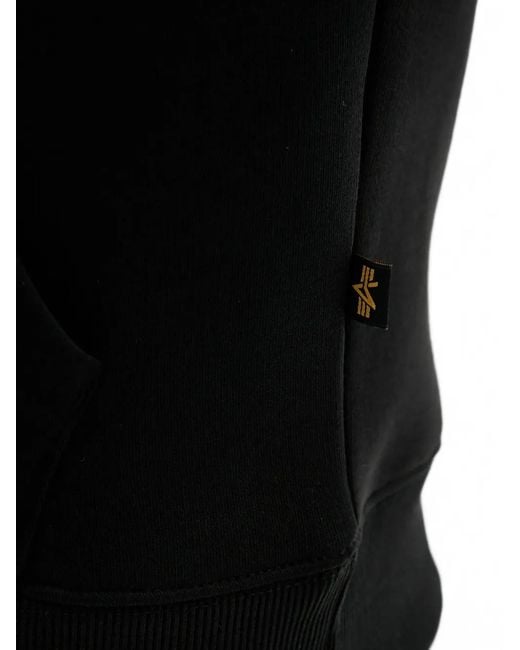 Alpha Industries Black Logo-Print Pouch-Pocket Hoodie for men