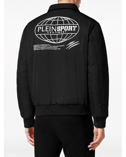 Philipp Plein Black Logo-Patch Matte-Finish Bomber Jacket for men