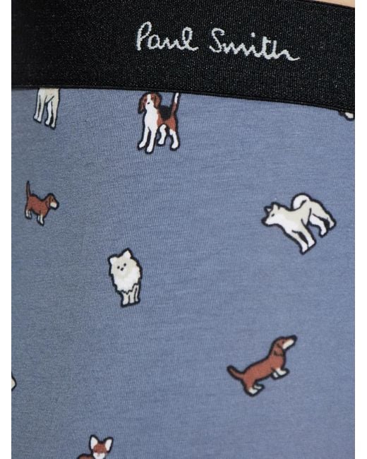 Paul Smith Blue Dog-Print Boxers for men