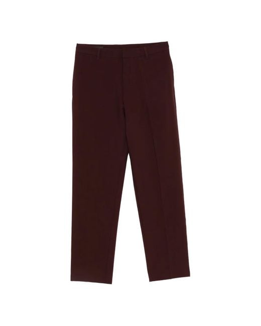 Emporio Armani Red Pressed-Crease Straight-Leg Trousers for men