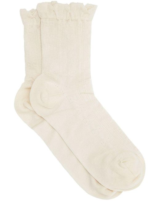 Ganni Natural Gerüschtes Socken aus Bio-Baumwolle