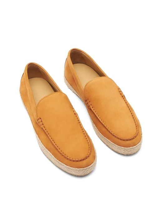Scarosso Brown Lino Almond-Toe Leather Espadrilles for men