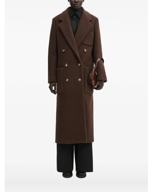 Lacoste Brown Button Double-Breasted Coat