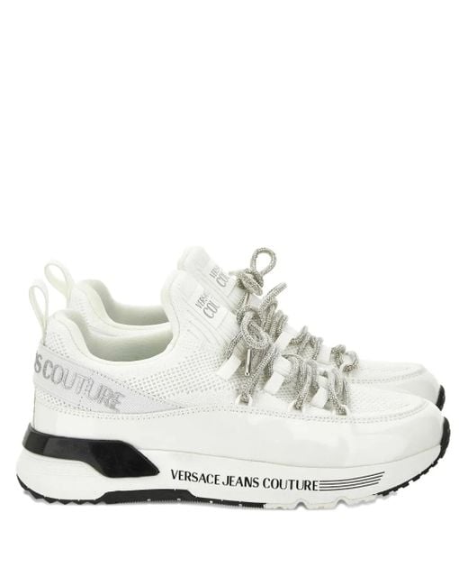 Versace Jeans Couture White Fondo Mesh-Panel Lace-Up Sneakers
