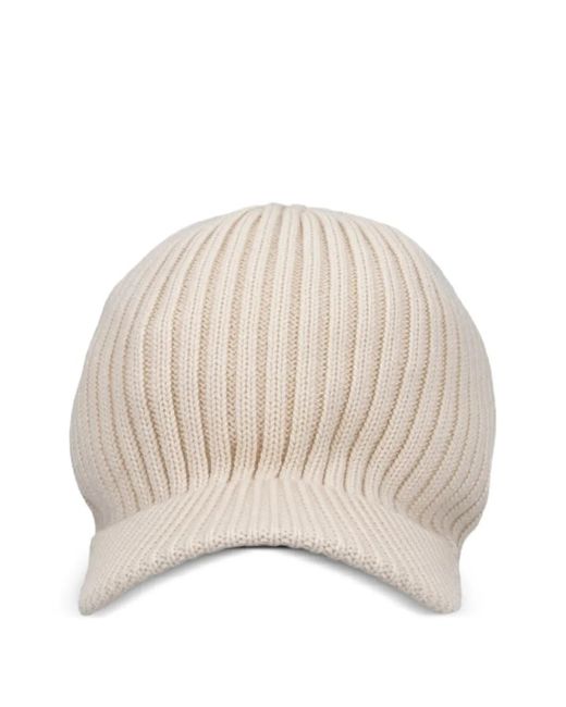 Y-3 Natural Wales Bonner Ribbed-Knit Peaked Beanie Hat