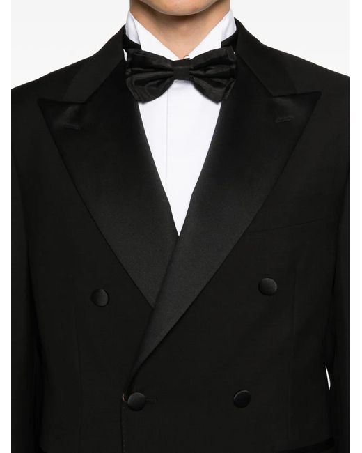 Canali Black Logo-Patch Double-Breasted Dinner Suit for men