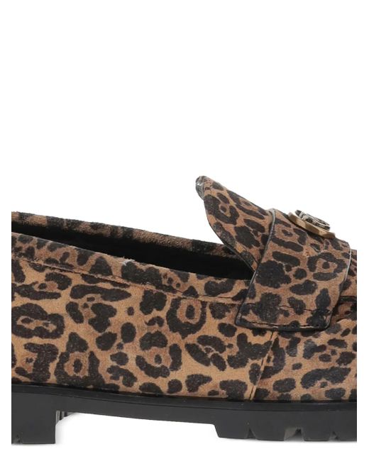 Pinko Brown Leopard-Print Loafers