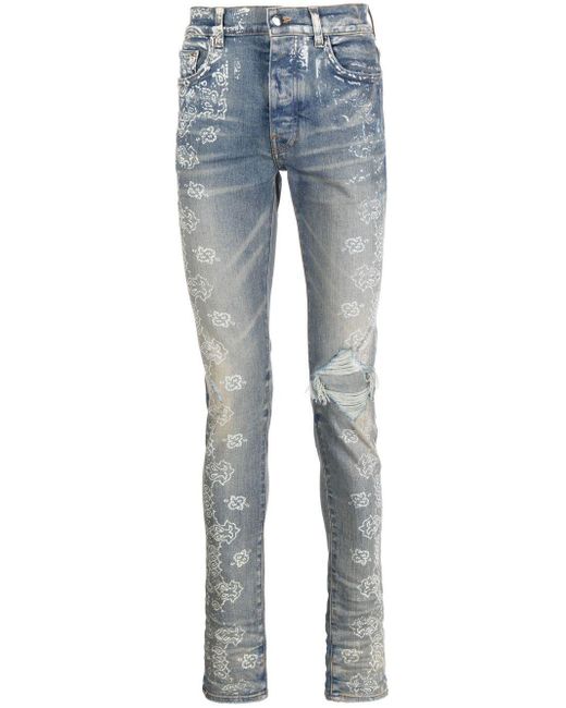 Amiri Blue Amr Bleached Bandana Jeans for men