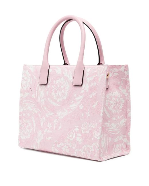 Versace Pink Small La Medusa Printed Tote Bag