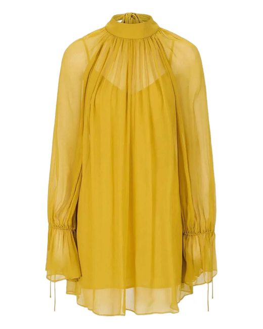 Staud Yellow Roux Rear Tie Fastening Dress