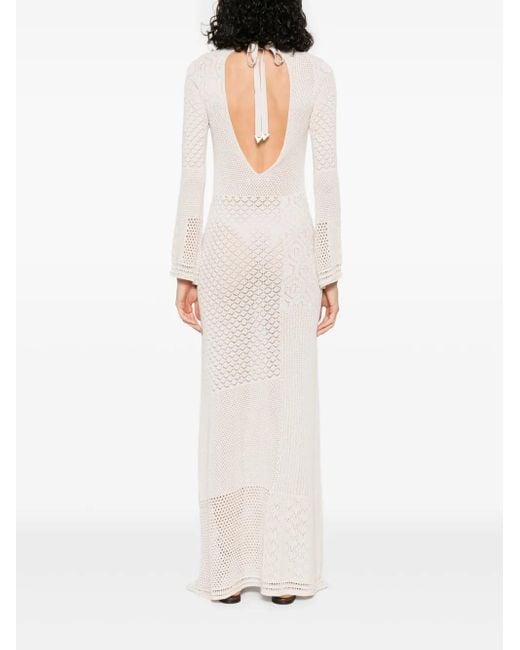 Akep White Crochet-Knit Dress