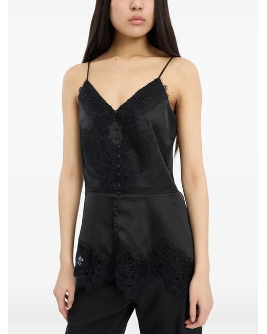 ROTATE BIRGER CHRISTENSEN Black Camisole Lace Top