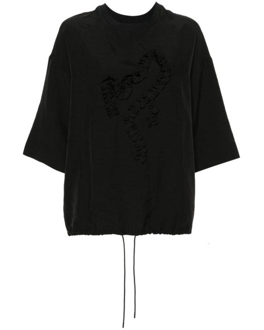 Christian Wijnants Black Thabani Ruffle-appliqué T-shirt