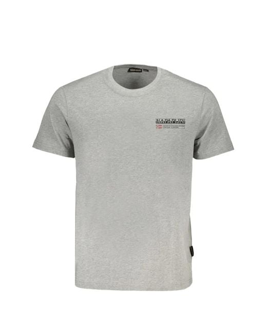 Napapijri Gray Logo-Print Crew-Neck T-Shirt for men