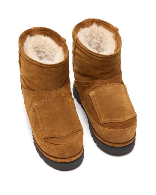 Acne Brown Shearling Leather Slip-On Boots for men