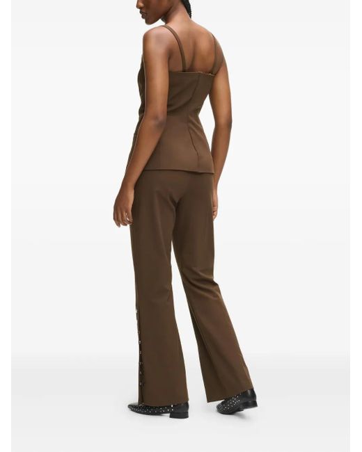 Karl Lagerfeld Brown Press-Stud Detailing Trousers