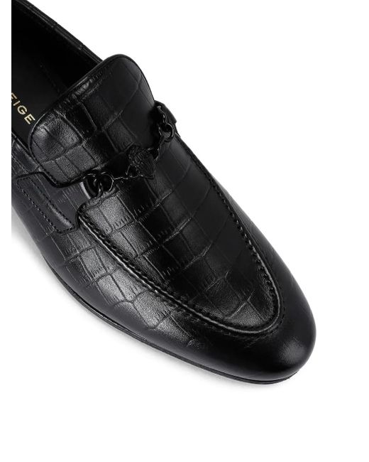 Kurt Geiger Black Alton Crocodile-Embossed Loafers for men