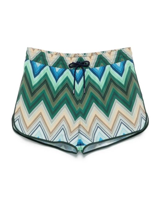 Missoni Green Zigzag-Print Swim Shorts for men