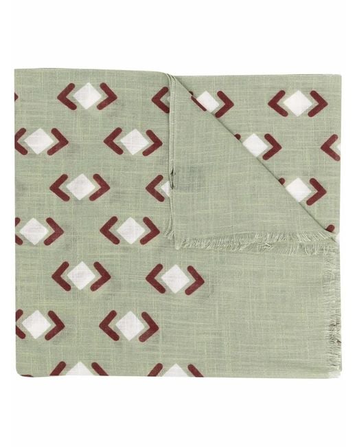 Barba Napoli Green Geometric-Print Cotton Scarf for men