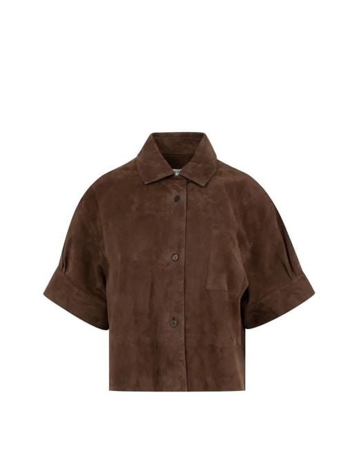 Loewe Brown Suede Short-Sleeve Shirt