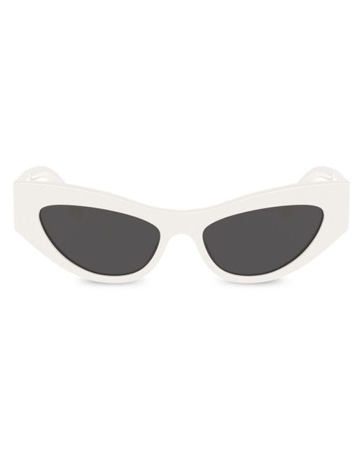 Dolce & Gabbana White Dg-plaque Cat-eye Frame Sunglasses