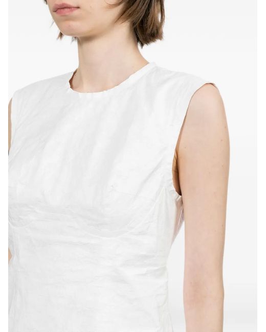 Enfold White Crinkled Sleeveless Top