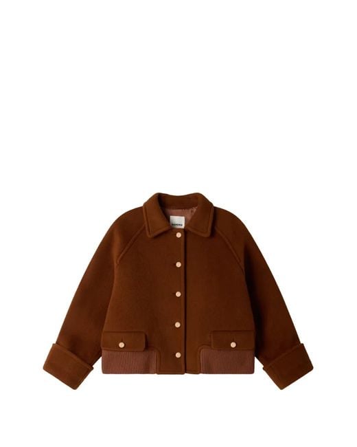 Sandro Brown Button-Up Wool-Blend Jacket